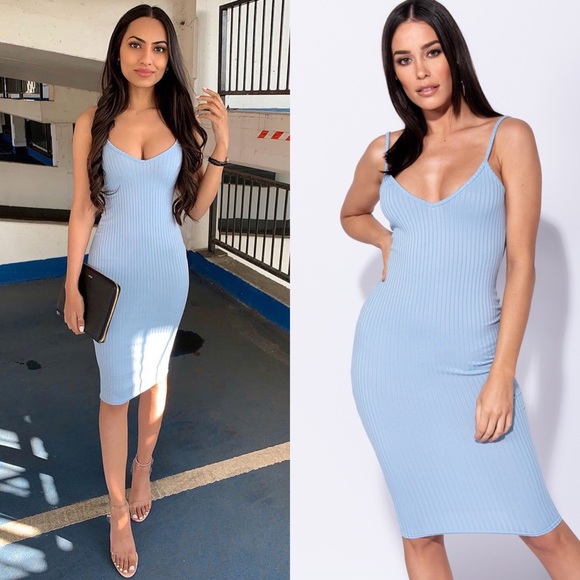 Paris&Pearle Dresses & Skirts - Payton Powder Blue Body Con Midi Dress